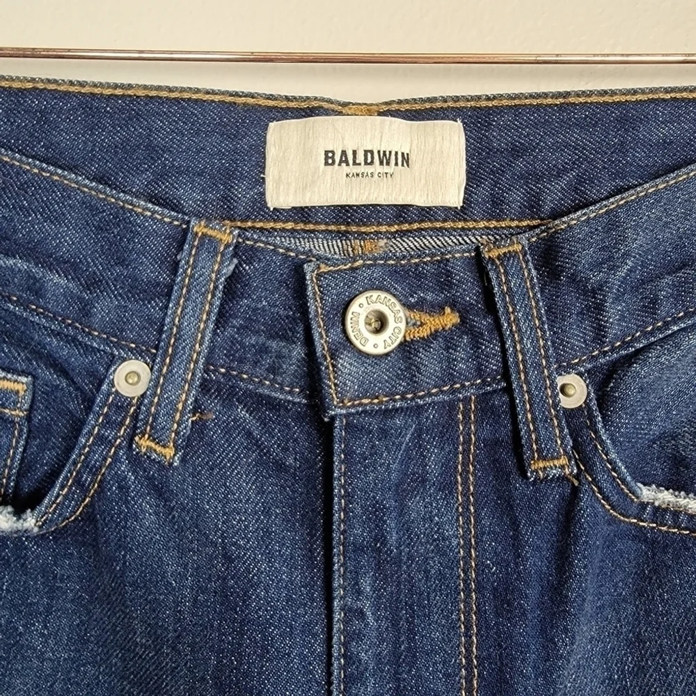 NEW Baldwin Riley BLDWN Slim Straight Distressed Slouchy El Dorado Blue Jeans 24